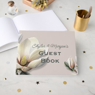 D'or Livre d'hôtes du Mariage du sud de la Magnolia