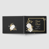 D'or livre d'hôtes feuille noir chic blanc fleuri (Complet)