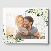 D'or Livre d'hôtes Fleur Blanche et Mariage Vert (Verso)