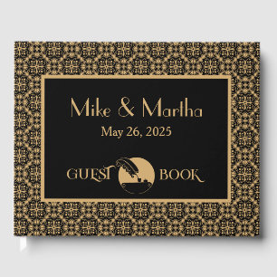 D'or Livre D'Hôtes Gold Et Black Vintage Art Déco