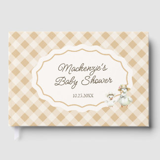 D'or Livre d'hôtes Goose & En vichy Baby shower