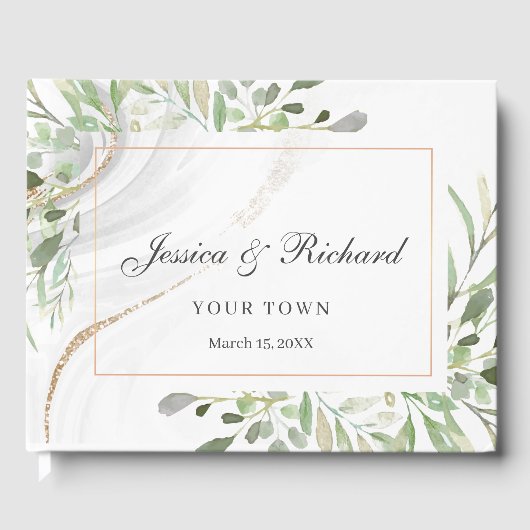 D'or Livre d'hôtes Mariage aquarelle (Recto)