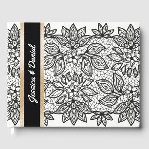 D'or Livre d'hôtes Mariage Black Lacy