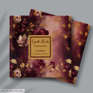 D'or Livre d'hôtes Mariage Boho Gold Boho Burgundy Mode