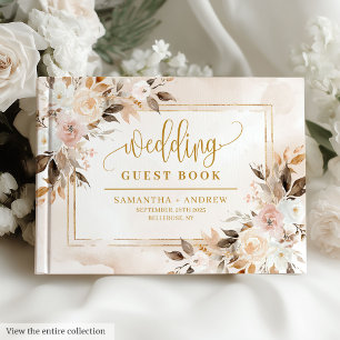 D'or Livre d'hôtes Mariage de automne Chic Light Pink G