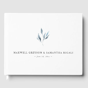 D'or Livre d'hôtes mariage Dusty Blue Botanical