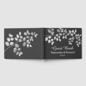 D'or Livre d'hôtes Mariage floral argent moderne (Complet)