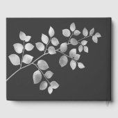 D'or Livre d'hôtes Mariage floral argent moderne (Verso)