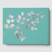 D'or Livre d'hôtes Mariage floral argent moderne (Verso)