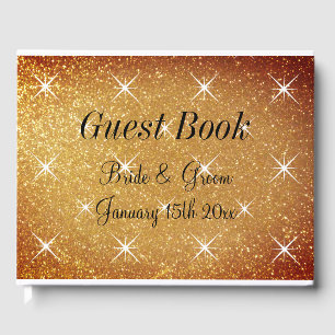D'or Livre d'hôtes mariage glamour avec couverture bril