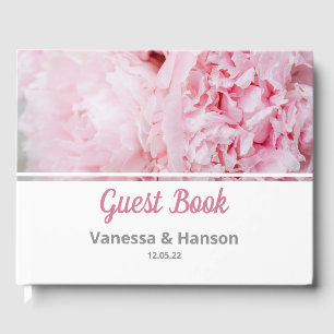 D'or Livre d'hôtes Mariage Modern Pink Peony