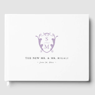 D'or Livre d'hôtes mariage Monogram Crest Lilac