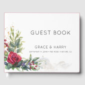 D'or Livre d'hôtes Mariage Red Rose (Recto)