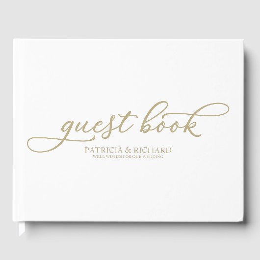 D'or Livre d'hôtes mariage Simple Chic Gold Script (Recto)