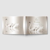 D'or Livre d'hôtes Mariage Swans Damask Cream Blanc (Complet)