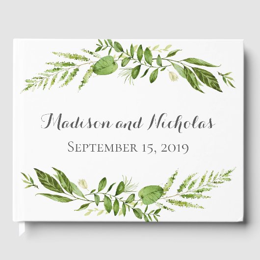 D'or Livre d'hôtes Mariage vert, Verdure rustique (Recto)