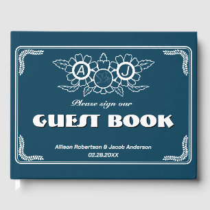 D'or Livre d'hôtes Ocean Blue & White Mariage
