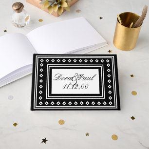 D'or Livre d'hôtes simple Mariage Art déco noir/blanc