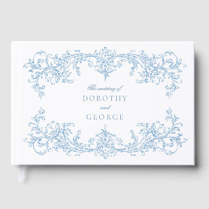 D'or Livre d'hôtes Victorian Dusty Blue Mariage