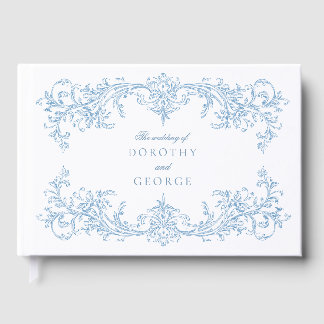 D'or Livre d'hôtes Victorian Dusty Blue Mariage