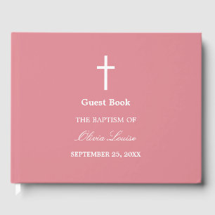 D'or Livre d'invité Blush Pink Baptism