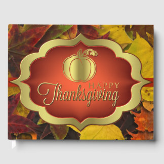 D'or Livre d'invité - Bon thanksgiving automnal