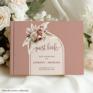 D'or Livre d'invité classique Pampas Passe Rose Dusty G