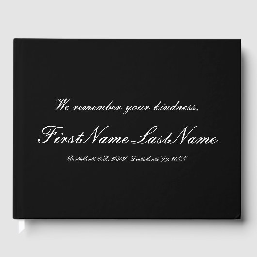 D'or Livre d'invité commémoratif triste et discret (Recto)