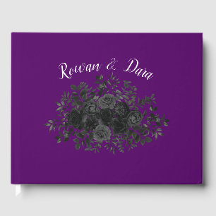 D'or Livre d'invité de Mariage gothique Rose violet et