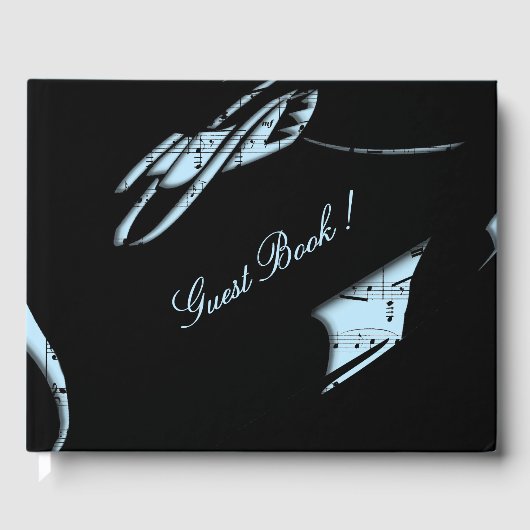 D'or Livre d'invité de musique Abstraite Bleu (Recto)