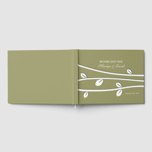 D'or Livre d'invité des Branches blanches en feuilles (Complet)