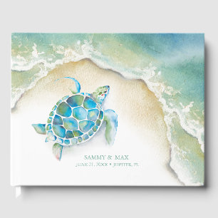 D'or Livre d'invité du Mariage de l'océan tropical