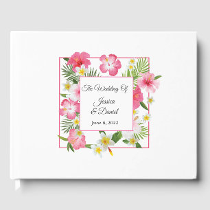 D'or Livre d'invité du Mariage floral tropical