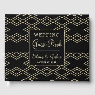 D'or Livre d'invité du mariage géométrique Monogramme