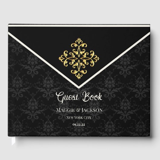 D'or Livre d'invité du Mariage Glam du soir (Recto)