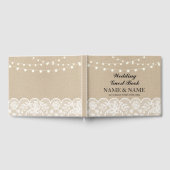D'or Livre d'invité mariage Burlap Lace Lumières rustiq (Complet)