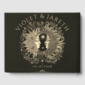 D'or Livre d'invité Mariage Celestial Sun Moon (Verso)