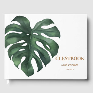 D'or Livre d'invité Mariage de la feuille verte Monster