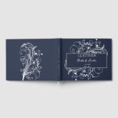 D'or Livre d'invité Mariage de la Marine Blue Flourish (Complet)