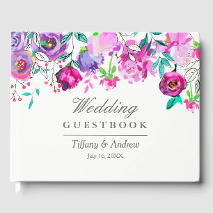 D'or Livre d'invité Mariage de la Monnaie rose violet