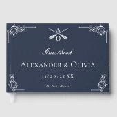 D'or Livre d'invité Mariage de Monogramme et Flèches de (Recto)