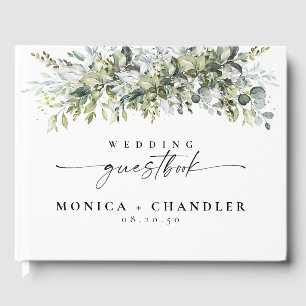 D'or Livre d'invité Mariage de plantes vertes