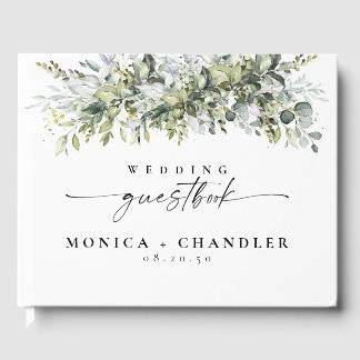 D'or Livre d'invité Mariage de plantes vertes