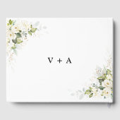 D'or Livre d'invité Mariage de Roses blanches vertes (Verso)