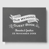 D'or Livre d'invité Mariage de style Chalk gris ardoise (Recto)