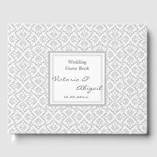 D'or Livre d'invité mariage - Design blanc et gris 3