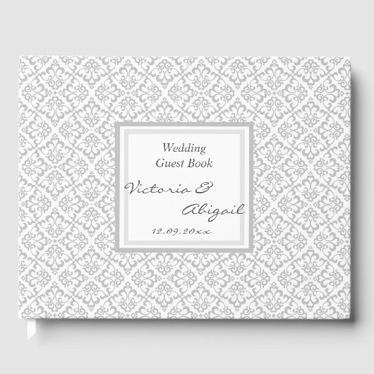 D'or Livre d'invité mariage - Design blanc et gris 3 (Recto)