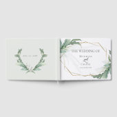 D'or Livre d'invité mariage |Elégant Feuille tropical m (Complet)