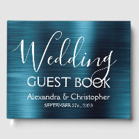 Livre d'invité Mariage en métal bleu de la Marine