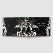 D'or Livre d'invité Mariage Floral Blanc Noir (Complet)